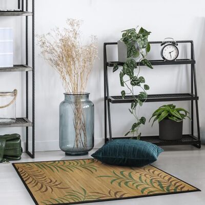 THE DECO FACTORY Tapis en bambou imprimé feuilles exotiques beige 70x120 Beige - Publicité THE DECO FACTORY Tapis en bambou imprimé feuilles exotiques beige 70x120 Beige - Publicité