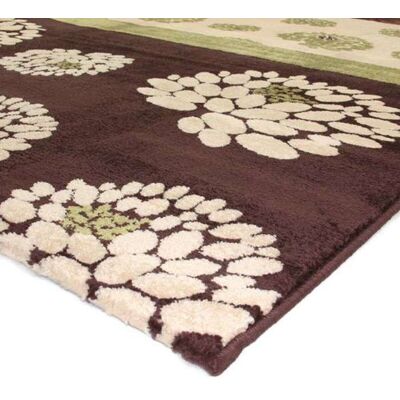 THE DECO FACTORY Tapis motifs fleurs chocolat vert 160x230 Marron - Publicité THE DECO FACTORY Tapis motifs fleurs chocolat vert 160x230 Marron - Publicité