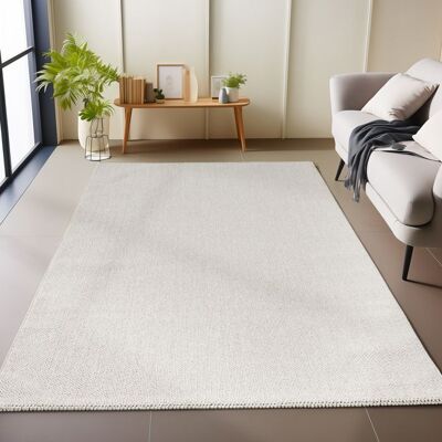 Carpetsale24 Tapis de Salon en Crème 140x200 cm tapis à boucles mélangées uni moderne tapis décoratif facile dentretien doux Blanc - Publicité Carpetsale24 Tapis de Salon en Crème 140x200 cm tapis à boucles mélangées uni moderne tapis décoratif facile dentretien doux Blanc - Publicité