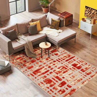 The Deco Factory DEHORS-DEDANS - Tapis Labyrinthe - 120x170cm - Beige/Rouge Terra Cotta - Intérieur/Extérieur - Publicité The Deco Factory DEHORS-DEDANS - Tapis Labyrinthe - 120x170cm - Beige/Rouge Terra Cotta - Intérieur/Extérieur - Publicité
