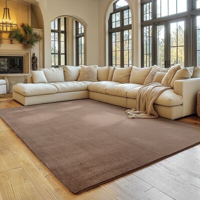 Tapis SIMPEX 140x200 cm Poils Courts Lavable Doucement Antidérapant et Design Moderne pour Salon Chambre Marron Marron - Publicité Tapis SIMPEX 140x200 cm Poils Courts Lavable Doucement Antidérapant et Design Moderne pour Salon Chambre Marron Marron - Publicité