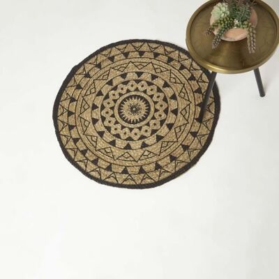 Tapis Mandala en Chanvre Noir et Naturel Homescapes - Rond 70cm - Publicité Tapis Mandala en Chanvre Noir et Naturel Homescapes - Rond 70cm - Publicité