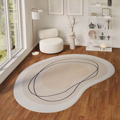 Tapis Salon Chambre Couloir Doux Crème Beige Antidérapant – TAPISO Wisp – Poils Courts Forme Organique Abstrait Moderne 200x300 Beige - Publicité Tapis Salon Chambre Couloir Doux Crème Beige Antidérapant – TAPISO Wisp – Poils Courts Forme Organique Abstrait Moderne 200x300 Beige - Publicité