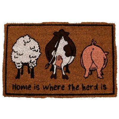 ESSCHERT DESIGN Tapis à imprimé aniaml en fibre de coco - Home is where the herd is - Marron - L 605 x l 402 cm Beige - Publicité ESSCHERT DESIGN Tapis à imprimé aniaml en fibre de coco - Home is where the herd is - Marron - L 605 x l 402 cm Beige - Publicité