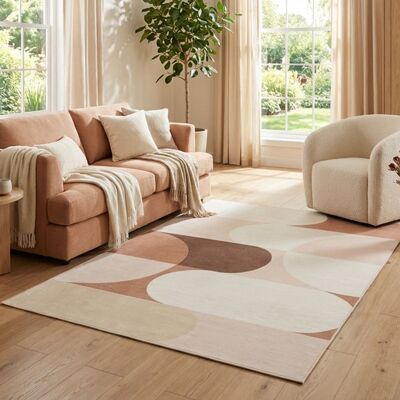 Tapis Salon Chambre Doux Beige Rose Marron – TAPISO Wisp – Poils Courts Motif Géométrique Abstrait Moderne 120x160 Beige - Publicité Tapis Salon Chambre Doux Beige Rose Marron – TAPISO Wisp – Poils Courts Motif Géométrique Abstrait Moderne 120x160 Beige - Publicité
