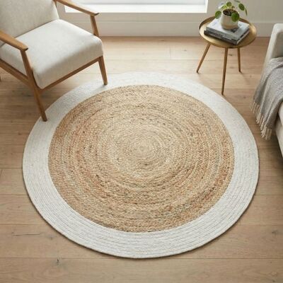 Tapis rond en jute et coton de The Deco Factory - Diamètre 120cm - Publicité Tapis rond en jute et coton de The Deco Factory - Diamètre 120cm - Publicité
