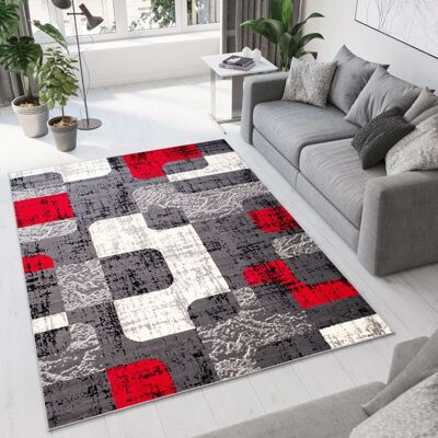 TAPISO Tapis Salon Poil Court DREAM Rouge Gris Abstrait 100% Polypropylène Intérieur 160x230 cm Rouge - Publicité TAPISO Tapis Salon Poil Court DREAM Rouge Gris Abstrait 100% Polypropylène Intérieur 160x230 cm Rouge - Publicité