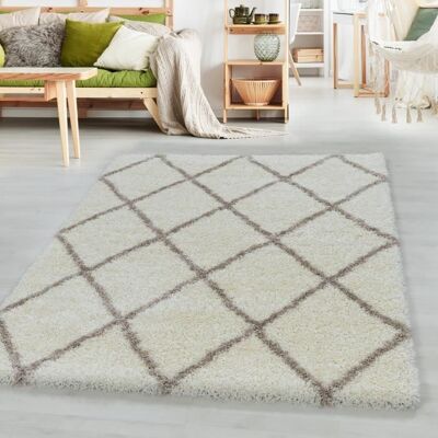 Tapis de salon Shaggy ALVA - SIMPEX - Crème - 140 x 200 cm - 100% polypropylène Beige - Publicité Tapis de salon Shaggy ALVA - SIMPEX - Crème - 140 x 200 cm - 100% polypropylène Beige - Publicité