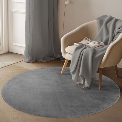Carpetsale24 Tapis Rond Gris 200 cm Lavable Rond Antidérapant et Doux tapis uni Salon et Chambre Gris - Publicité Carpetsale24 Tapis Rond Gris 200 cm Lavable Rond Antidérapant et Doux tapis uni Salon et Chambre Gris - Publicité