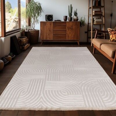 Ayyildiz Tapis modernes design Beige 160 x 230 cm salon à motifs de carreaux en relief style bohème scandinave doux Beige - Publicité Ayyildiz Tapis modernes design Beige 160 x 230 cm salon à motifs de carreaux en relief style bohème scandinave doux Beige - Publicité