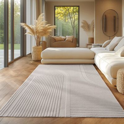Tapis SIMPEX scandinave uni boho crème 160x230 cm Grand lavable pour le salon et la chambre à coucher Blanc - Publicité Tapis SIMPEX scandinave uni boho crème 160x230 cm Grand lavable pour le salon et la chambre à coucher Blanc - Publicité