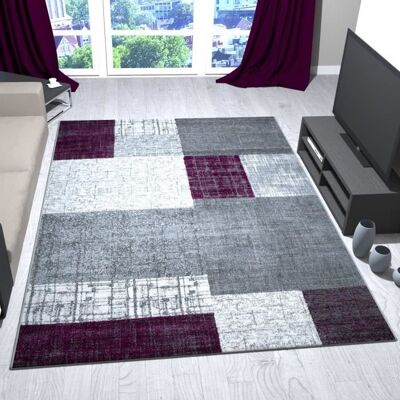 Tapis - VIMODA - Carrelé - Violet - 120x170 cm - Moderne Violet - Publicité Tapis - VIMODA - Carrelé - Violet - 120x170 cm - Moderne Violet - Publicité