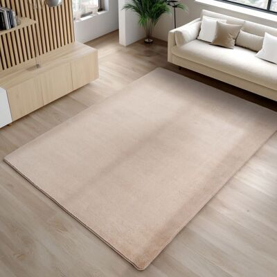 Carpetsale24 Tapis Beige 140x200 cm Lavable Antidérapant et Doux tapis uni Salon et Chambre Beige - Publicité Carpetsale24 Tapis Beige 140x200 cm Lavable Antidérapant et Doux tapis uni Salon et Chambre Beige - Publicité