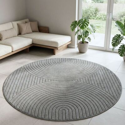 Carpetsale24 tapis rond Ø 80 cm gris poils courts effet 3D style boho scandinave salon chambre balcon terrasse intérieur extérieur Gris - Publicité Carpetsale24 tapis rond Ø 80 cm gris poils courts effet 3D style boho scandinave salon chambre balcon terrasse intérieur extérieur Gris - Publicité