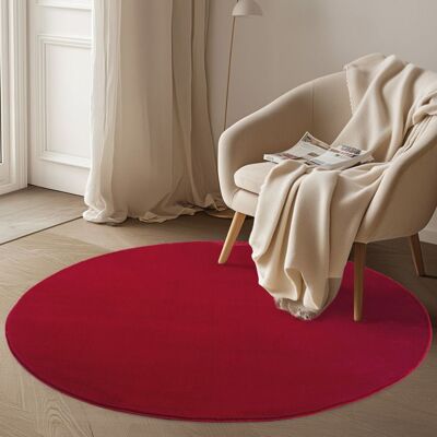 Carpetsale24 Tapis Rond Rouge 200 cm Lavable Rond Antidérapant et Doux tapis uni Salon et Chambre Rouge - Publicité Carpetsale24 Tapis Rond Rouge 200 cm Lavable Rond Antidérapant et Doux tapis uni Salon et Chambre Rouge - Publicité