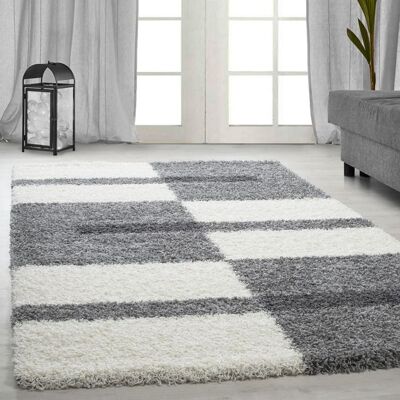 CARPETSALE24 Tapis Shaggy à Poils Longs pour Salon Design à Carreaux Doux et Moderne Tapis Gris clair Tapis 140 x 200 cm Gris - Publicité CARPETSALE24 Tapis Shaggy à Poils Longs pour Salon Design à Carreaux Doux et Moderne Tapis Gris clair Tapis 140 x 200 cm Gris - Publicité