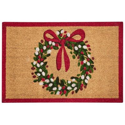 BELIANI Paillasson BULUSAN Naturel 60 x 90 cm Motif de Noël Fibre de coco Rouge - Publicité BELIANI Paillasson BULUSAN Naturel 60 x 90 cm Motif de Noël Fibre de coco Rouge - Publicité