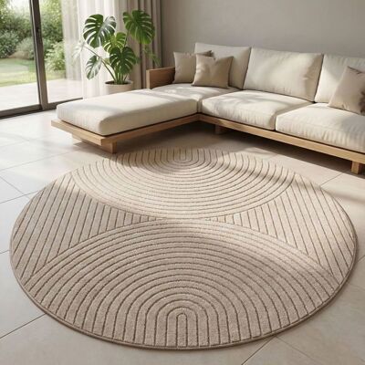 Carpetsale24 Tapis Rond 80 cm Beige Effet 3D Salon Chambre Extérieur Moderne Doux Terrasse Cuisine Beige - Publicité Carpetsale24 Tapis Rond 80 cm Beige Effet 3D Salon Chambre Extérieur Moderne Doux Terrasse Cuisine Beige - Publicité