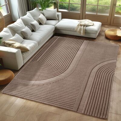 Carpetsale24 Tapis scandinave 140x200 cm beige effet 3D moderne doux lavable entretien facile pour salon ou chambre Beige - Publicité Carpetsale24 Tapis scandinave 140x200 cm beige effet 3D moderne doux lavable entretien facile pour salon ou chambre Beige - Publicité