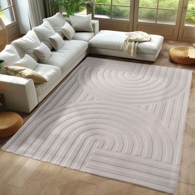 Carpetsale24 Tapis scandinave boho Crème 120x170 cm lavable doux effet 3D format petit idéal salon ou chambre Blanc - Publicité Carpetsale24 Tapis scandinave boho Crème 120x170 cm lavable doux effet 3D format petit idéal salon ou chambre Blanc - Publicité