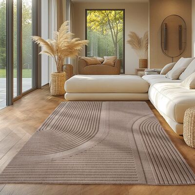 Tapis SIMPEX boho scandinave uni Beige 140x200 cm Tapis décoratif doux et lavable avec effet 3D salon et la chambre à coucher Beige - Publicité Tapis SIMPEX boho scandinave uni Beige 140x200 cm Tapis décoratif doux et lavable avec effet 3D salon et la chambre à coucher Beige - Publicité