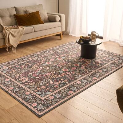 Tapis Salon - Nazar Rugs - Ottoman - Doux et Moelleux - Poils Court - Fleuri - Noir - 160x220 cm Noir - Publicité Tapis Salon - Nazar Rugs - Ottoman - Doux et Moelleux - Poils Court - Fleuri - Noir - 160x220 cm Noir - Publicité