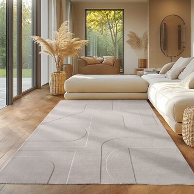 Tapis SIMPEX scandinave Design Boho Crème unie 160x230 cm lavable Effet 3D Grand tapis pour salon & chambre à coucher Blanc - Publicité Tapis SIMPEX scandinave Design Boho Crème unie 160x230 cm lavable Effet 3D Grand tapis pour salon & chambre à coucher Blanc - Publicité
