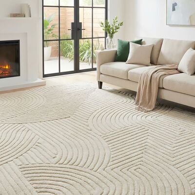 Tapis salon - HOMCOM - poils épais géométrique - moelleux et antidérapant - polyester - 200 x 140 cm - crème Beige - Publicité Tapis salon - HOMCOM - poils épais géométrique - moelleux et antidérapant - polyester - 200 x 140 cm - crème Beige - Publicité