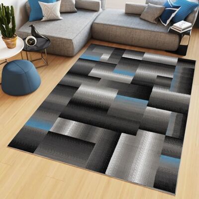 TAPISO Tapis Salon Poil Court Maya Noir Gris Bleu Géométrique Polypropylène Intérieur 250x350 cm Bleu - Publicité TAPISO Tapis Salon Poil Court Maya Noir Gris Bleu Géométrique Polypropylène Intérieur 250x350 cm Bleu - Publicité