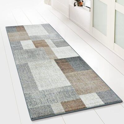 KARAT Tapis de couloir Lucano Quadrillage dominante Marron 80 x 500 cm Marron - Publicité KARAT Tapis de couloir Lucano Quadrillage dominante Marron 80 x 500 cm Marron - Publicité