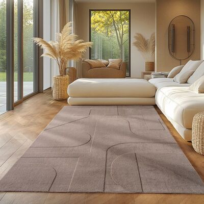 Tapis SIMPEX scandinave Design Boho Beige uni 160x230 cm lavable effet 3D Grand tapis pour salon & chambre à coucher Beige - Publicité Tapis SIMPEX scandinave Design Boho Beige uni 160x230 cm lavable effet 3D Grand tapis pour salon & chambre à coucher Beige - Publicité