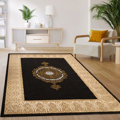 Paco Home Tapis Salon Chambre Vintage Oriental Motif Abstrait Noir Or Or 240x340 cm - Publicité Paco Home Tapis Salon Chambre Vintage Oriental Motif Abstrait Noir Or Or 240x340 cm - Publicité