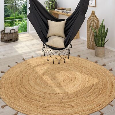 Tapis rond en jute - PACO HOME - 160 cm - Fait main - Naturel - Beige - Crème - Sable - Hauteur de poils 5 mm Beige - Publicité Tapis rond en jute - PACO HOME - 160 cm - Fait main - Naturel - Beige - Crème - Sable - Hauteur de poils 5 mm Beige - Publicité