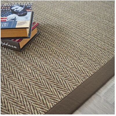 DECOWEB Tapis Sisal - Nairobi chevron - Ganse coton marron - 200 x 200 cm Marron - Publicité DECOWEB Tapis Sisal - Nairobi chevron - Ganse coton marron - 200 x 200 cm Marron - Publicité