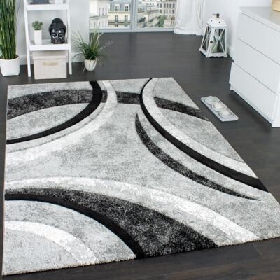Tapis moderne design - Gris Noir Crème - 80 x 150 cm - Motif Ligné Moucheté - Polypropylène - Intérieur - PACO HOME Noir - Publicité Tapis moderne design - Gris Noir Crème - 80 x 150 cm - Motif Ligné Moucheté - Polypropylène - Intérieur - PACO HOME Noir - Publicité