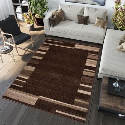 TAPISO Tapis Salon Poil Court SARI Beige Marron Foncé Rayures Polypropylène Intérieur 120x170 cm Marron - Publicité TAPISO Tapis Salon Poil Court SARI Beige Marron Foncé Rayures Polypropylène Intérieur 120x170 cm Marron - Publicité
