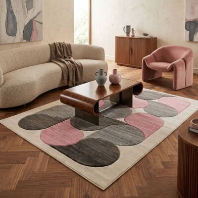 THE DECO FACTORY Tapis look seventies bubble gris rose 120x170 Rose - Publicité THE DECO FACTORY Tapis look seventies bubble gris rose 120x170 Rose - Publicité