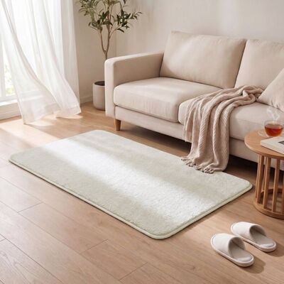 VOUNOT® Tapis de salon poils ras doux antiderapant 80x150cm uni crème Blanc - Publicité VOUNOT® Tapis de salon poils ras doux antiderapant 80x150cm uni crème Blanc - Publicité