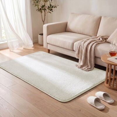 VOUNOT® Tapis de salon poils ras doux antiderapant 120x160cm uni crème Blanc - Publicité VOUNOT® Tapis de salon poils ras doux antiderapant 120x160cm uni crème Blanc - Publicité