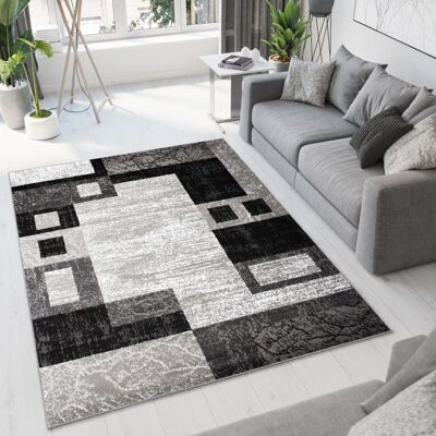 TAPISO Tapis Salon Poil Court DREAM Gris Noir Géométrique 120 x 170 cm 100% Polypropylène Intérieur Gris - Publicité TAPISO Tapis Salon Poil Court DREAM Gris Noir Géométrique 120 x 170 cm 100% Polypropylène Intérieur Gris - Publicité
