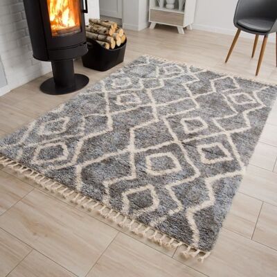 TAPISO Tapis Salon Poils Longs VERSAY Gris Foncé Crème Ethnique Polypropylène Intérieur 120x170 cm Gris - Publicité TAPISO Tapis Salon Poils Longs VERSAY Gris Foncé Crème Ethnique Polypropylène Intérieur 120x170 cm Gris - Publicité