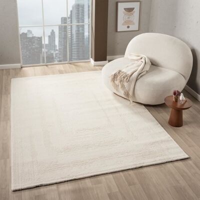 Tapis de salon - VIMODA - Berbère à cadres multiples - Doux - 200x290 cm - Synthétique Beige - Publicité Tapis de salon - VIMODA - Berbère à cadres multiples - Doux - 200x290 cm - Synthétique Beige - Publicité