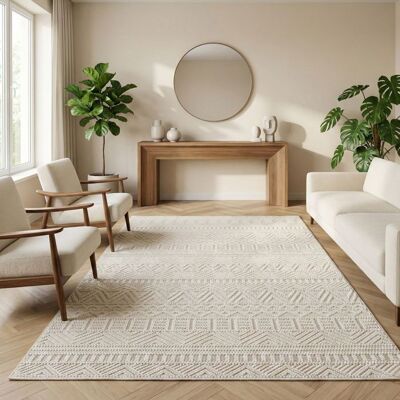 Carpetsale24 Tapis 200x290 cm Crème Design Vintage Bouclé Style Scandinave Moderne Grand Tapis pour Salon Salle à Manger Chambre Blanc - Publicité Carpetsale24 Tapis 200x290 cm Crème Design Vintage Bouclé Style Scandinave Moderne Grand Tapis pour Salon Salle à Manger Chambre Blanc - Publicité