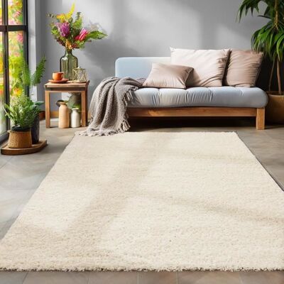 Tapis Salon Shaggy - MARION - Crème - 140 x 200 cm - 100% Polypropylène - SIMPEX Beige - Publicité Tapis Salon Shaggy - MARION - Crème - 140 x 200 cm - 100% Polypropylène - SIMPEX Beige - Publicité