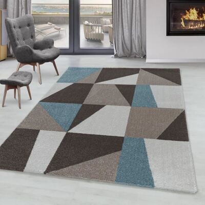 SIMPEX Tapis à poil ras Tapis de salon modèle trapéziste triangle zipcode Bleu 140 x 200 cm Bleu - Publicité SIMPEX Tapis à poil ras Tapis de salon modèle trapéziste triangle zipcode Bleu 140 x 200 cm Bleu - Publicité