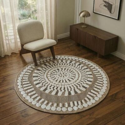The Deco Factory JUTE RELIEF INDIAN - Tapis rond effet jute - 70cm - Publicité The Deco Factory JUTE RELIEF INDIAN - Tapis rond effet jute - 70cm - Publicité