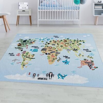 Tapis dEnfant Chambre - Titan - Carte du Monde - Bleu - 160 x 230 cm - 100% Polypropylène - SIMPEX Bleu - Publicité Tapis dEnfant Chambre - Titan - Carte du Monde - Bleu - 160 x 230 cm - 100% Polypropylène - SIMPEX Bleu - Publicité