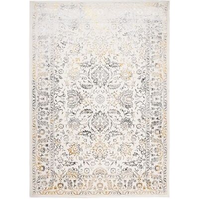 Tapiso - Maya - Jaune-Gris-Blanc - 100x370 cm - Tapis runner - Publicité Tapiso - Maya - Jaune-Gris-Blanc - 100x370 cm - Tapis runner - Publicité