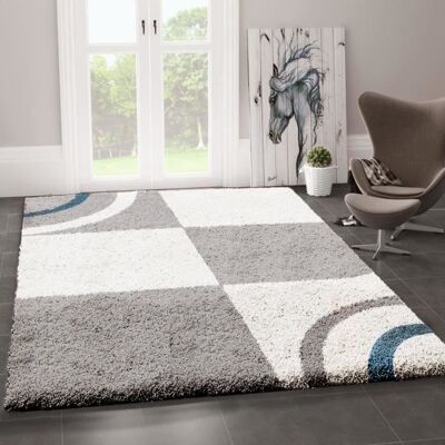 Tapis shaggy - VIMODA - 200x280 cm - Gris - Motif carrés - Matériaux synthétiques Gris - Publicité Tapis shaggy - VIMODA - 200x280 cm - Gris - Motif carrés - Matériaux synthétiques Gris - Publicité