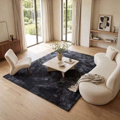 THE DECO FACTORY Tapis doux uni gris foncé 160x220 Gris - Publicité THE DECO FACTORY Tapis doux uni gris foncé 160x220 Gris - Publicité